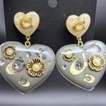 Coach  Heart Earrings in Cream and Gold Photo 0