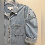 frame denim FRAME Rosette Denim Shirt Dress Puff Sleeve in Cresthaven Light Wash Size S Photo 6