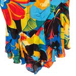 Dana Buchman Colorful Floral Silk Lined Skirt Sz 10 High Low Ruffle Hem Hawaiian Photo 1