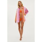 Beach Riot Alexa Top in Sunset Stripes Pink Orange Button Up Photo 4