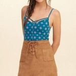 Hollister Y2K Mid-2000s Lace-Up Faux Suede High Rise Mini Skirt - Brown - 0 Photo 0