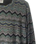 Chico's Medium Metallic Artsy Boho Multicolored Blue Disco Party Blouse Photo 1