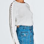 White + Warren Black Lace Up Sleeve Sweater Photo 6