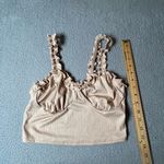 Womens Crop Top M Tan Sleeveless‎ Pullover Ruffles Stretch Party Night Out NEW Size M Photo 3