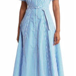 Nicholas Tiana Cotton Shirt Dress In Bengal Stripe Olympic Blue Size US 0 Photo 0