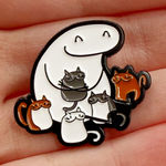 Covered in Cats Funny Cat Lady Enamel Pin White Photo 0