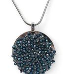 Kenneth Cole Crystal Beaded Disc Pendant Necklace Blue and Silvertone Photo 0