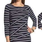 Chico's Chico’s Layered Double-Stripe Top Black White Striped ‎ Vanity Size 0/US Small Photo 0