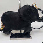 Black Elephant Crossbody Bag Faux Leather Adjustable Strap Gold Tone Photo 0