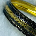 Bangle Bracelet Gold Brass Black Colors Textured Metal Slip on Photo 6