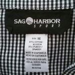 Sag Harbor  Black & White Gingham Down Button Top Photo 3