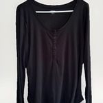 Vintage Y2K Old Navy Henley Top Large‎ Black Half Button Bella Swan Ribbed 2010 Photo 0