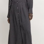 Everlane  Polka Dot Hammered Satin‎ Shirt Viscose Maxi Dress Size 4 Photo 0