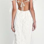 Lulus LULU’S Flourishing Blossoms White 3D Floral Backless Midi Dress Photo 1
