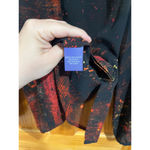 Vivienne Tam  Semi Sheer Abstract Maximalist Black Orange Button Down Blouse Photo 2