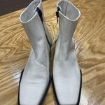 Frame Le Maddox Lizard Bootie Women's 7 White Leather Side Zip Ankle Boots S42 Photo 0
