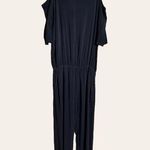 Monrow Revolve Black Cold Shoulder Rayon Sporty Casual Jumpsuit Size Small Photo 1