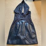 NWT Eva Franco Twofer halter dress lace vegan leather Blue Size 2 Photo 1