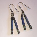 Vintage Boho Dangling Beaded Tribal Western Pierced Earrings Blue Photo 2