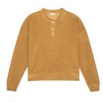 DONNI. Terry Henley Sweatshirt Honey Medium NWT Relaxed Orange Photo 13