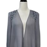 Slny Jacket Waist-Length Open Front Elegant Sequin Beaded Collar Blue W 10 NWOT Photo 1