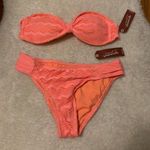 Arizona Jeans Coral Crochet Strapless Bikini Swim Suit Set Small Photo 0