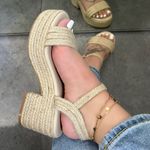 Bamboo Women's Open Toe Ankle Strap Espadrilles Platform Photo 0