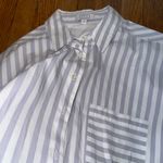 AYR  the deep end lilac stripe button down blouse shirt size XL Photo 4