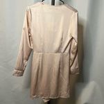 Missguided  Petite Plunge Twist Front Shift Metallic Champagne Dress 4 Photo 3