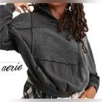 Aerie  Women’s Sz L Dk Gray Sherpa Patchwork Oversized Hoodie Photo 0