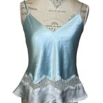 Victoria's Secret Victoria’s Secret Lightweight Satin like Cami Tank Lace Trim Light Blue White M Photo 0