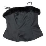 Vintage Watters and Watters Black Fur Trim Corset Top – Size 2 Photo 0