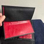 Dooney & Bourke Luca Continental Black Italian Pebbled Leather Red Lined Wallet Photo 4