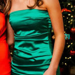 Hello Molly Green  strapless satin mini dress Photo 0