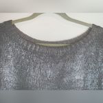 Verve Ami : Metallic Silver Short Sleeve Sweater, L Photo 6
