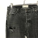Free People Black Washed Fishnet Distressed Skinny Jeans 27 Photo 32
