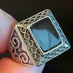 Sterling Silver S925 natural obsidian ring size 8 Photo 5