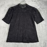 Adiva Shirt Womens Medium Black Lace Blouse Neutral Feminine Gothic Witchy Fairy Photo 2