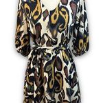 Tyche Vneck Dress Half Sleeve Tie Waist Knee Length Bold Abstract Print Small Photo 0