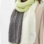 Topshop  chunky knit neon green gray ivory scarf NWOT Photo 1