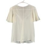Mango White Lace Applique Flutter Short Sleeve V-Neck Blouse Women Sz 2 Photo 1