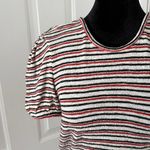 Madewell  Black and Red Striped Short Sleeve Top Photo 7