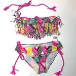Raisin's  Geo-Print Fringe 2 Piece Bikini, pink Med Photo 1