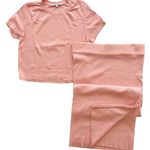 Cotton Citizen  2pc Crop Tee Midi Skirt Set Peach Size Small Ribbed Cotton Photo 1