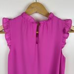 Lilly Pulitzer Lilly Pulitzer Talisa Top Sz XXS Ruffle Mock Neck Sleeveless Blouse Pink Purple Photo 3