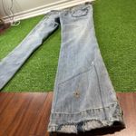 Odyn Jeans Size 28 Light Wash Y2K Embroidered Floral Studded Low Rise Button Fly Blue Photo 11