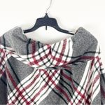 PLAID Fringe Hem Hoodie Front Closure Cabincore Poncho, One Size Size undefined Photo 6