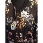 Hippie Rose Floral Zip Up Front Large L Bomber Jacket CUTE EUC Photo 1