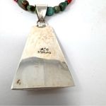 Vintage Navajo sterling silver Kokopelli, inlaid green Jasper, turquoise nklc Photo 8