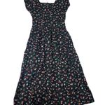 vintage women's XS small Saks Fifth Ave Young dimensions black floral tiered mid Photo 1